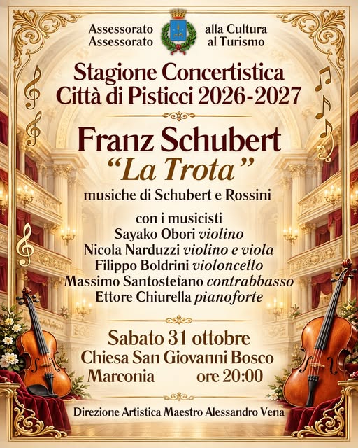 Locandina di Stagione Concertistica Città di Pisticci 2026-2027: "La Trota" di Franz Schubert