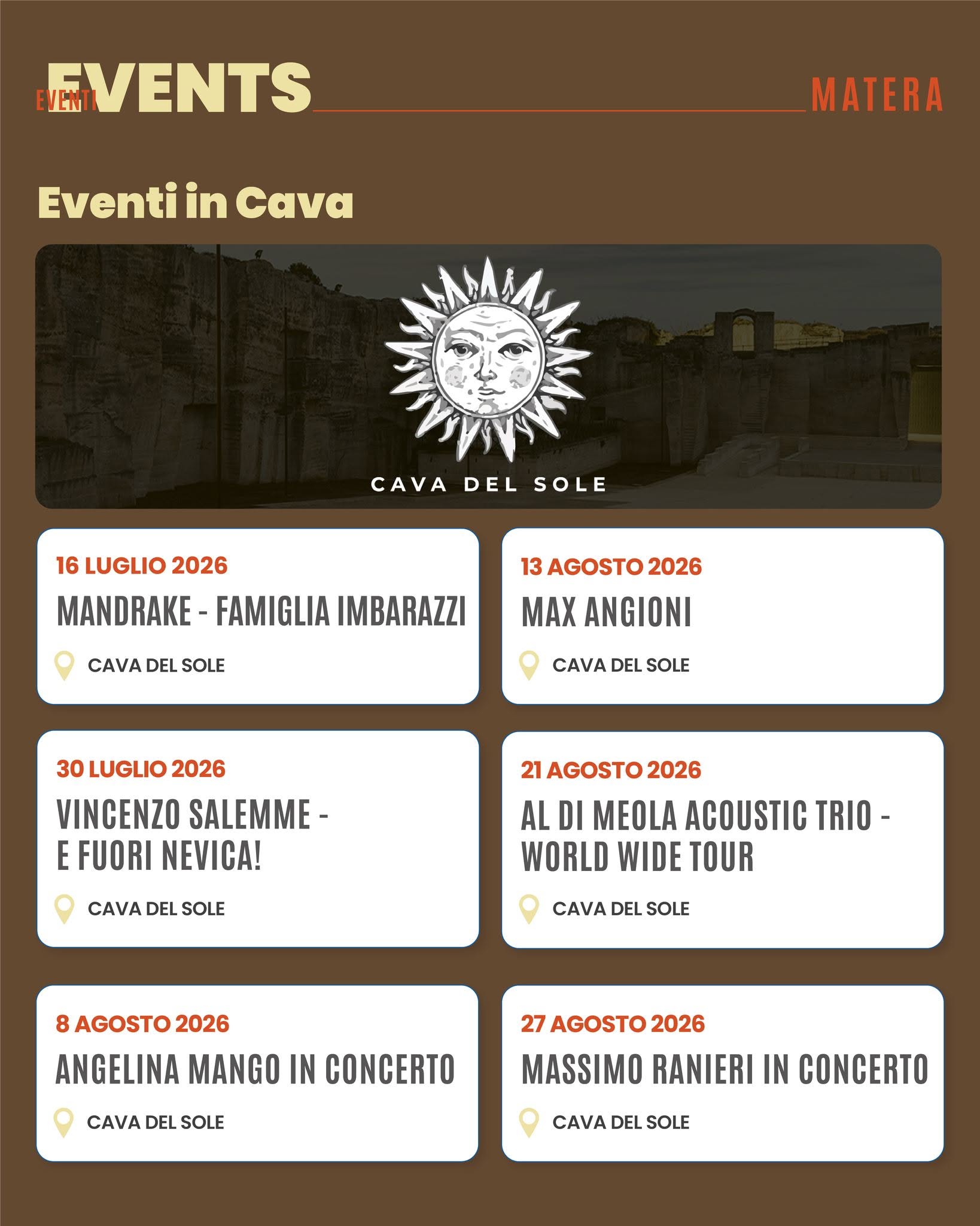 Locandina di Eventi in Cava